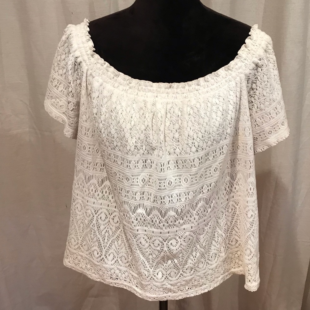 White Lace Off the Shoulder Blouse